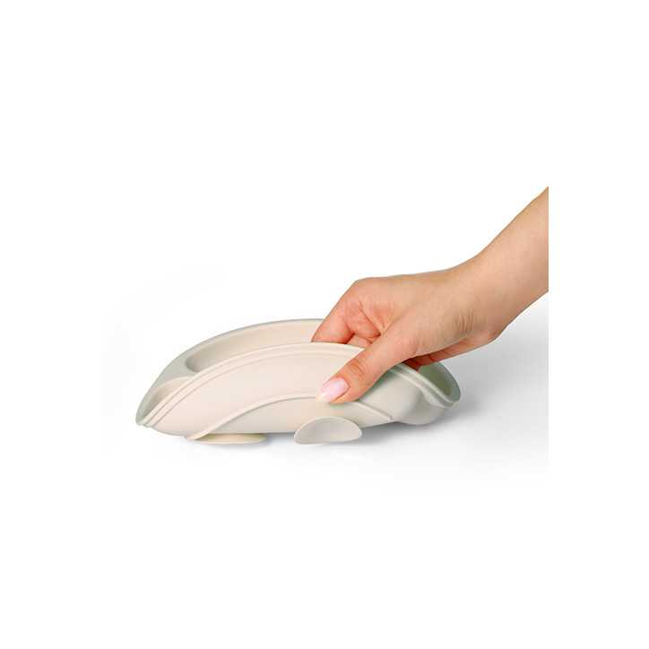 BabyOno Silikonowy talerzyk z przyssawką beżowy