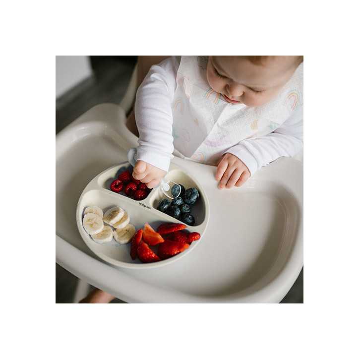 BabyOno Silikonowy talerzyk z przyssawką beżowy