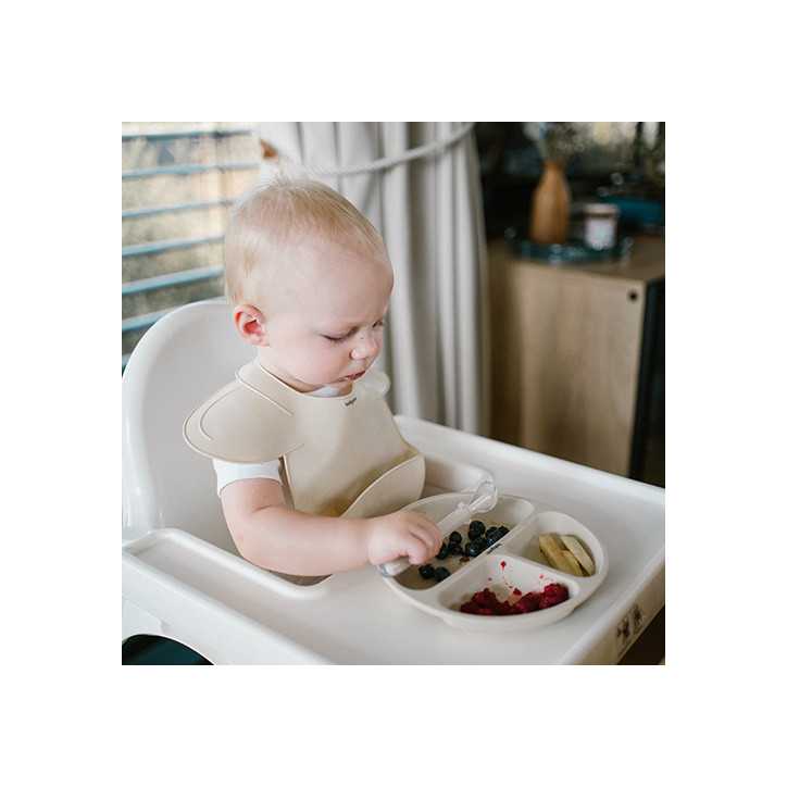 BabyOno Silikonowy talerzyk z przyssawką beżowy