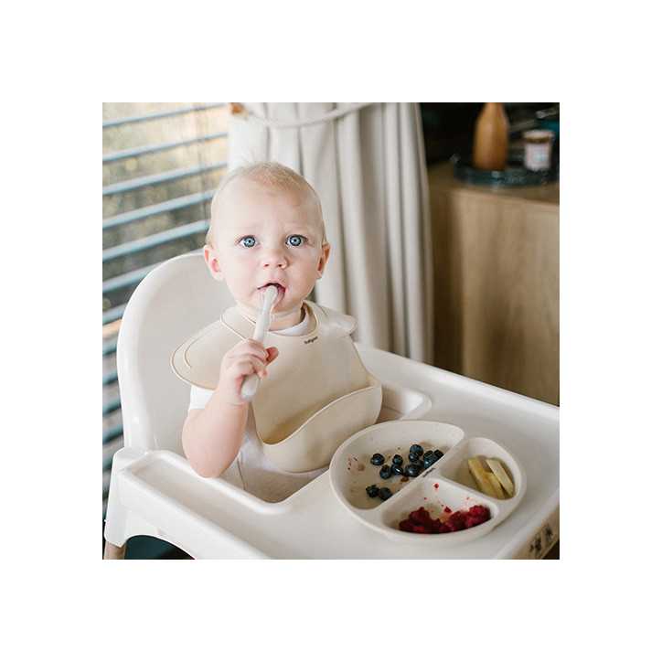 BabyOno Silikonowy talerzyk z przyssawką beżowy