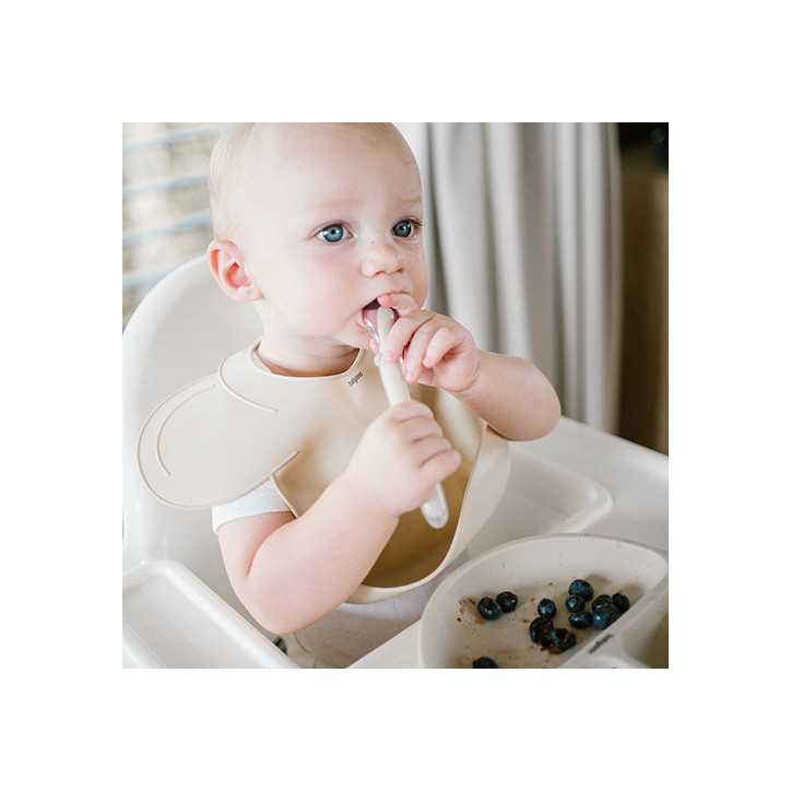 BabyOno Silikonowy talerzyk z przyssawką beżowy