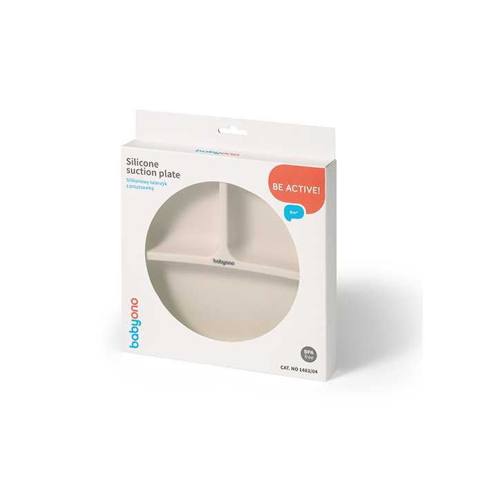 BabyOno Silikonowy talerzyk z przyssawką beżowy