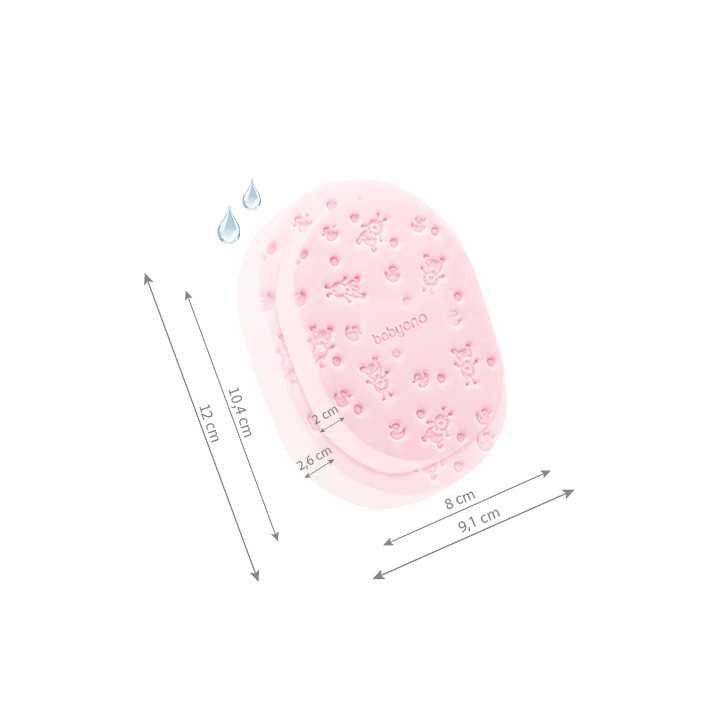 BabyOno Gąbka kąpielowa dla dzieci i niemowląt różowa