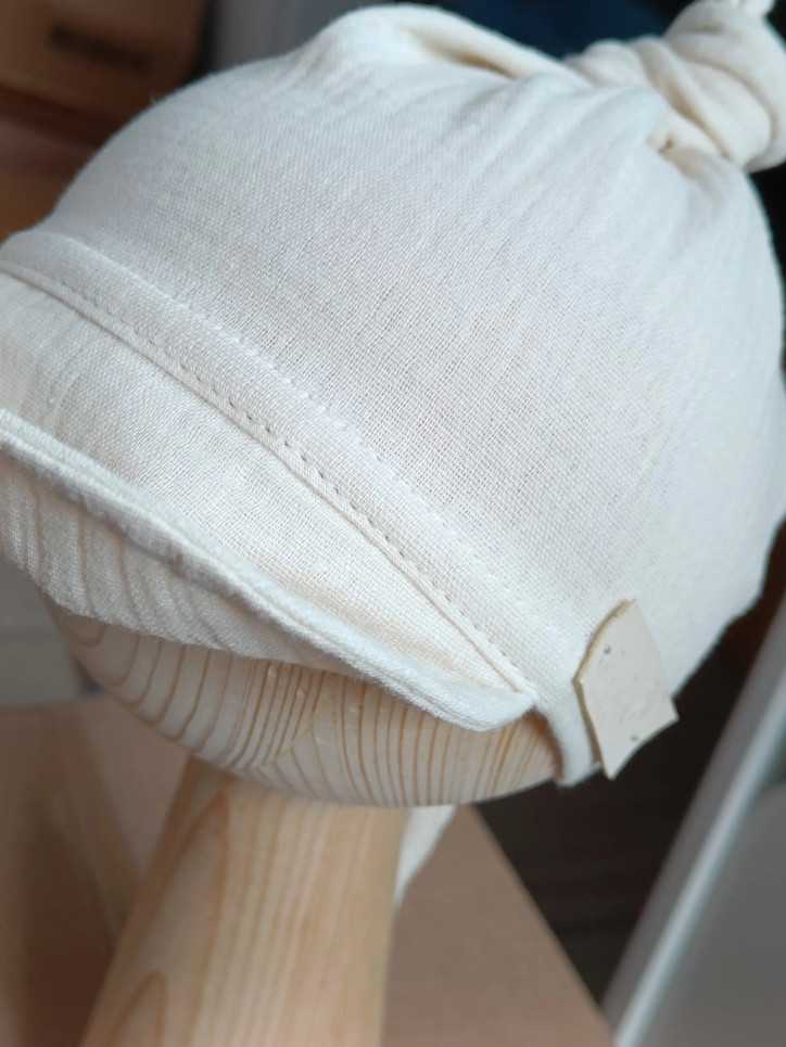 Muślinowa Chustka z Daszkiem Niemowlęca 0+mc Beżowa