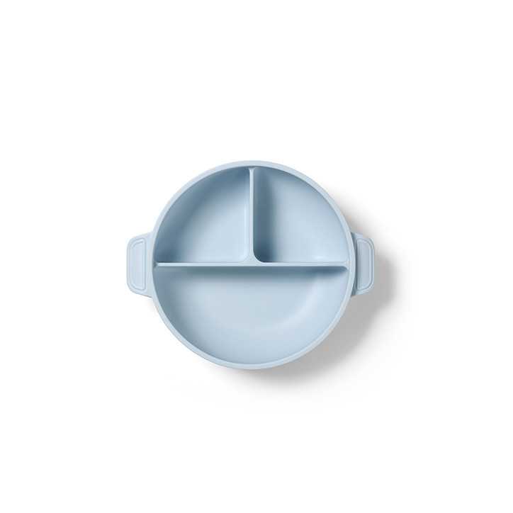 BabyOno Silikonowy talerz z przyssawką i przykrywką niebieski