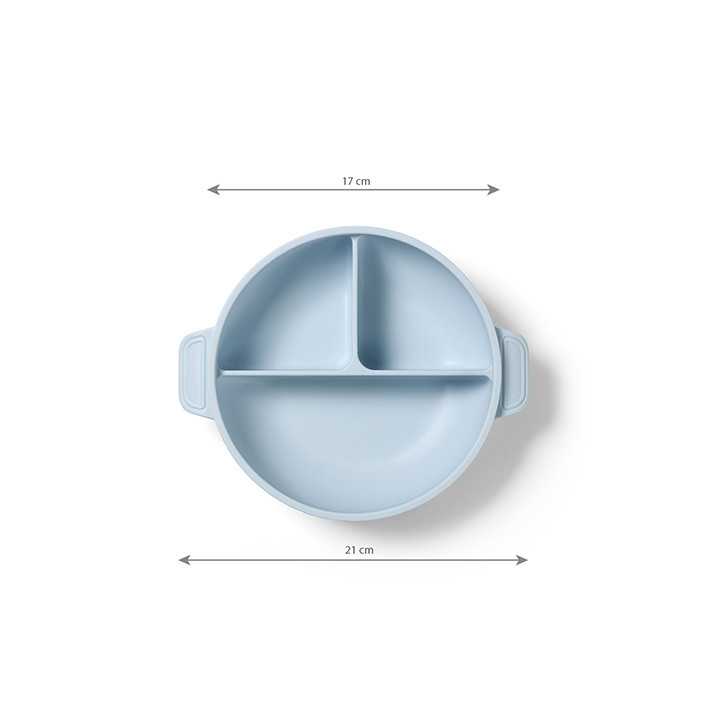 BabyOno Silikonowy talerz z przyssawką i przykrywką niebieski