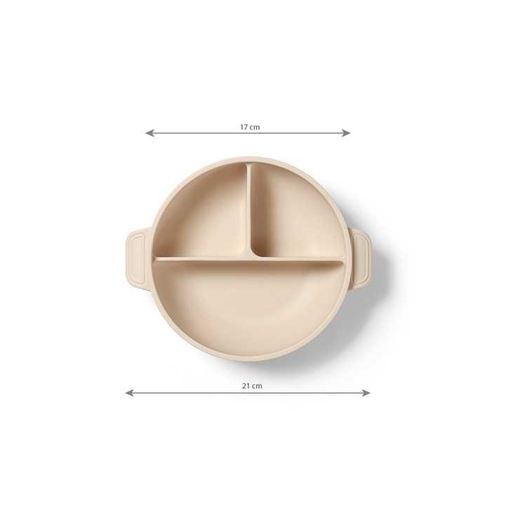 BabyOno Silikonowy talerz z przyssawką i przykrywką beżowy