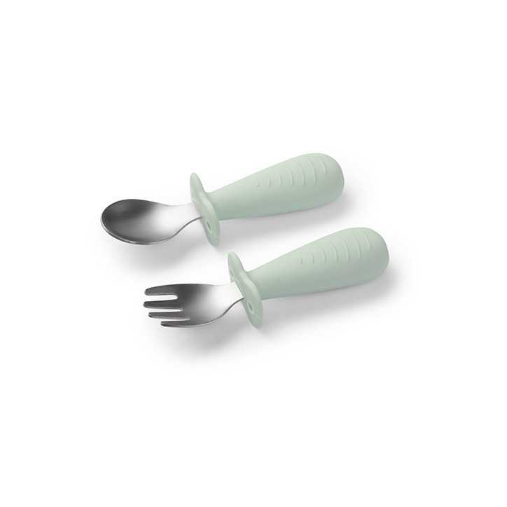 BabyOno Sztućce dla dzieci ze stali nierdzewnej szałwiowe