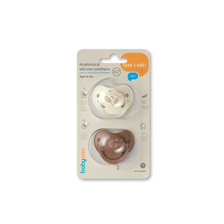 BabyOno Smoczki anatomiczne silikonowe 18m+